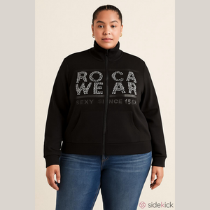 Rocawear Bling rhinestone Sport jacket black mock neck